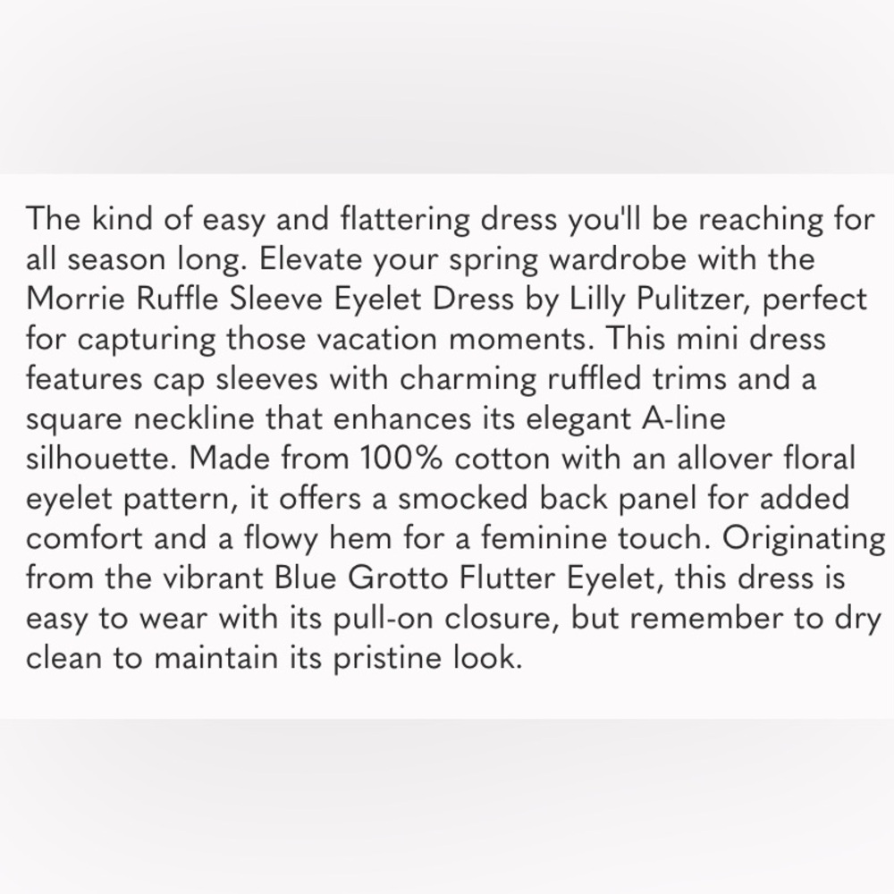 💙🤍Lilly Pulitzer Blue Grotto Flutter Eyelet Ruffle Patterned Dress - Picture 9 of 12